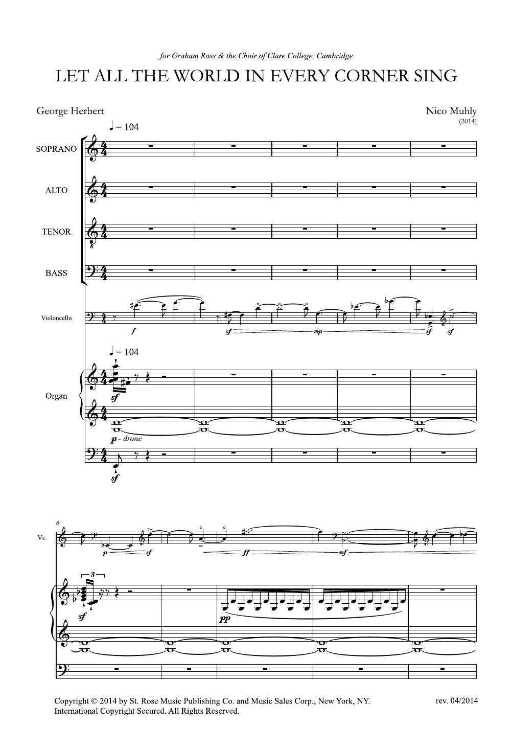 Let All The World In Every Corner Sing (SATB Choir) von Nico Muhly