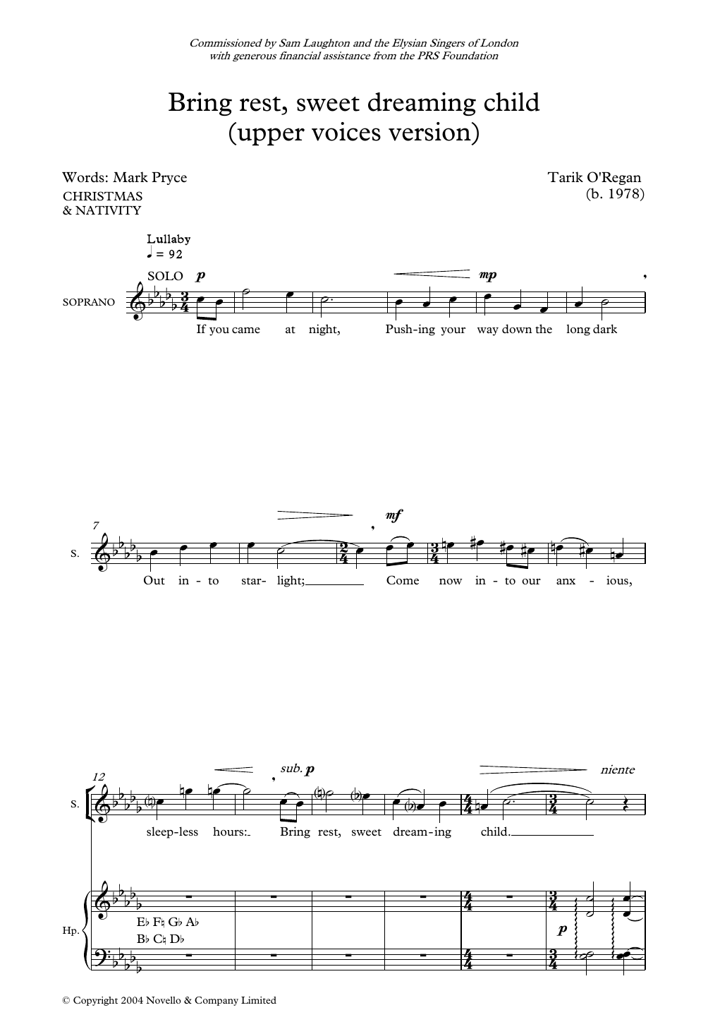 Bring Rest Sweet Dreaming Child (2-Part Choir) von Tarik O'Regan