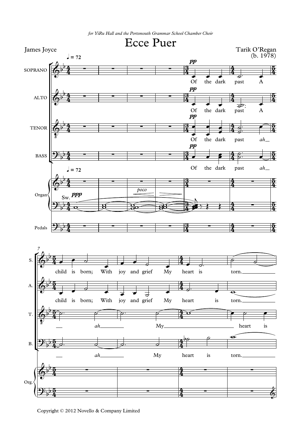 Ecce Puer (SATB Choir) von Tarik O'Regan