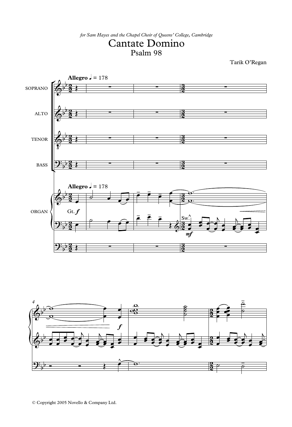 Cantate Domino (SATB Choir) von Tarik O'Regan