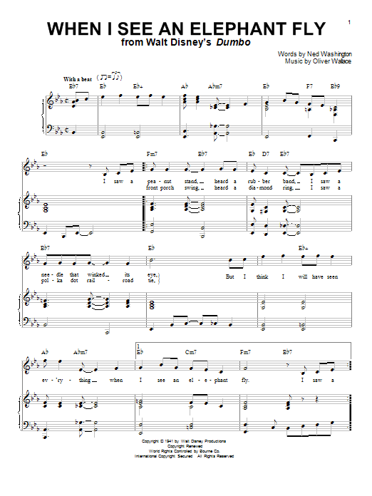 When I See An Elephant Fly (from Dumbo) (Piano & Vocal) von Oliver Wallace