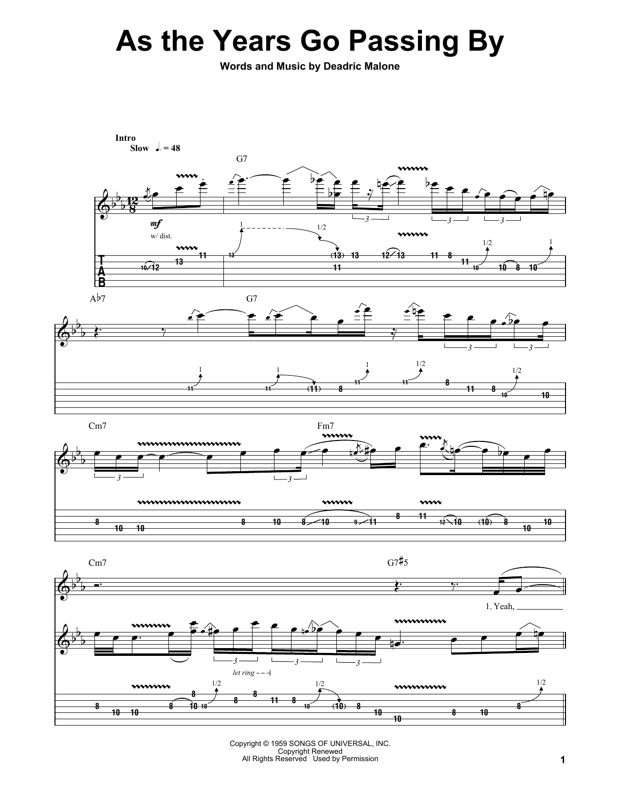 As The Years Go Passing By (Guitar Tab (Single Guitar)) von Jeff Healey Band