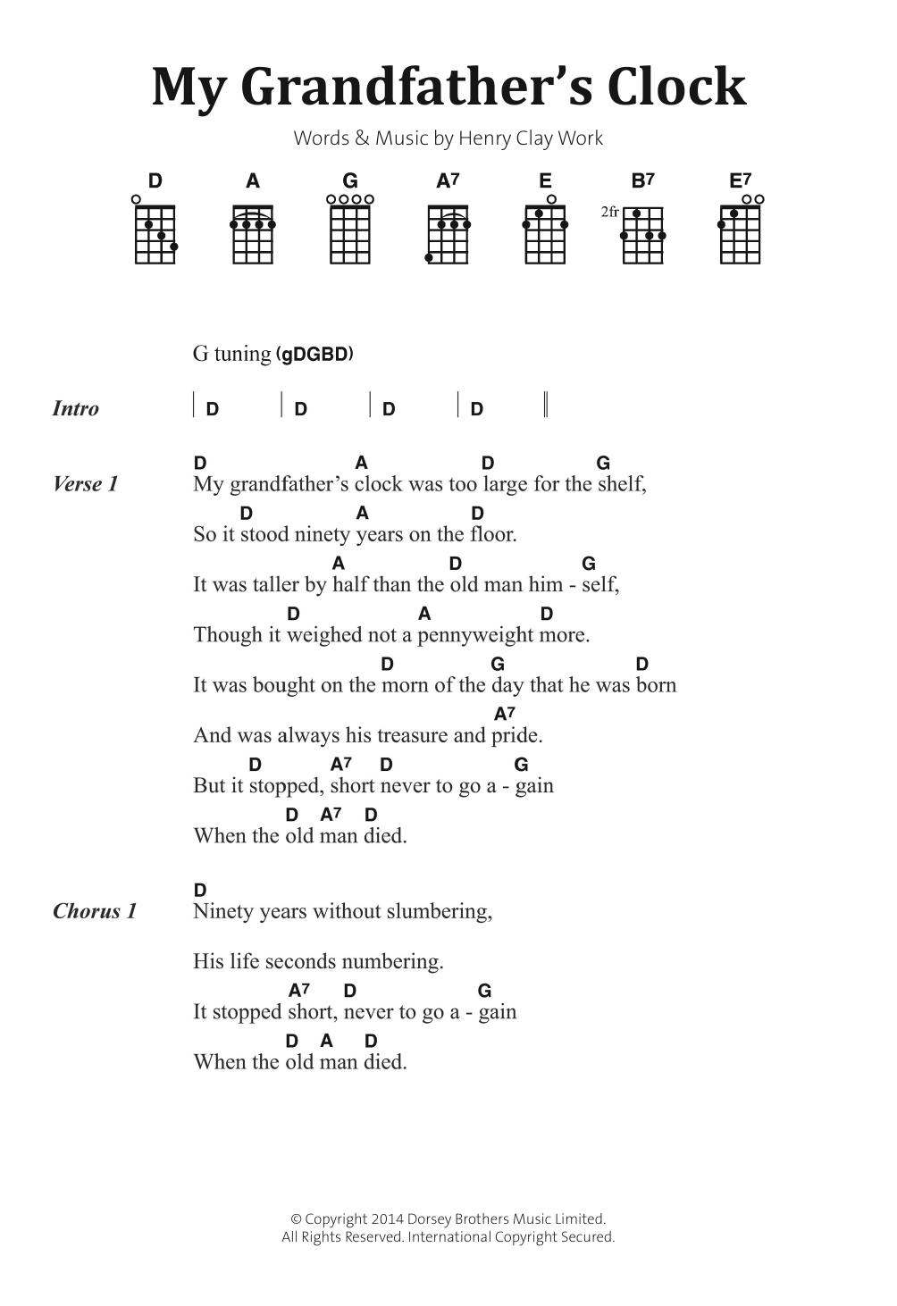 My Grandfather's Clock (Banjo Chords/Lyrics) von Henry Clay Work