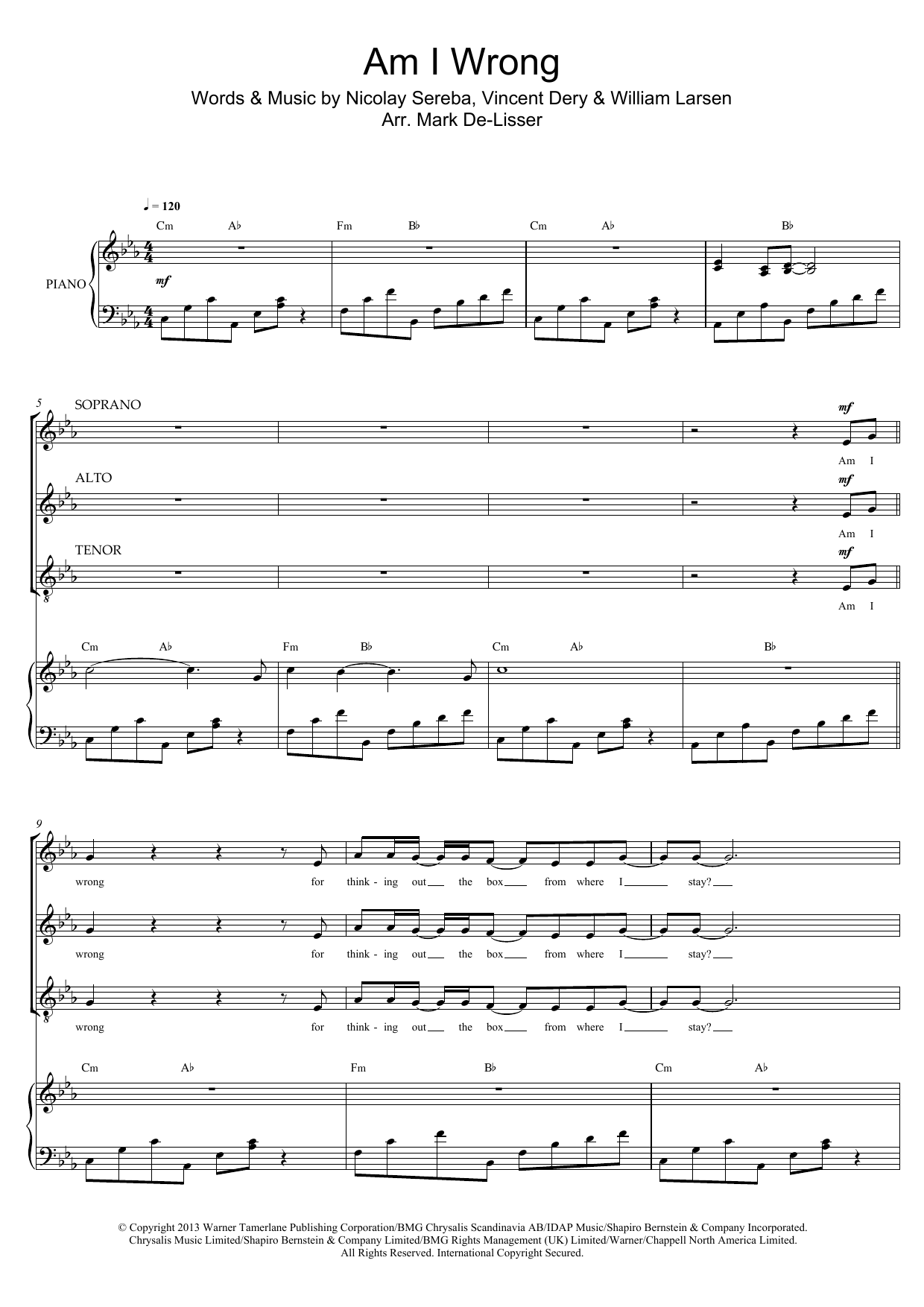 Am I Wrong (arr. Mark De-Lisser) (SAT Choir) von Nico & Vinz