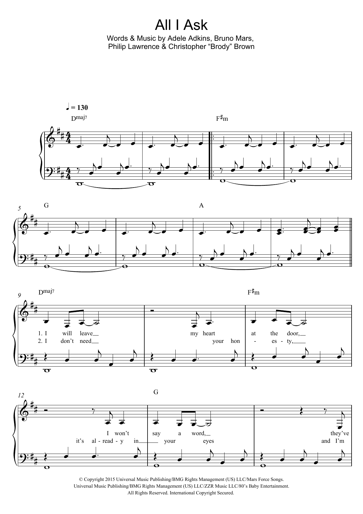 All I Ask (Easy Piano) von Adele