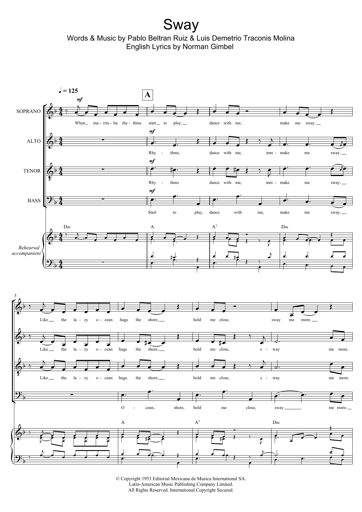 Sway (Quien Sera) (arr. Gitika Partington) (SATB Choir) von Dean Martin