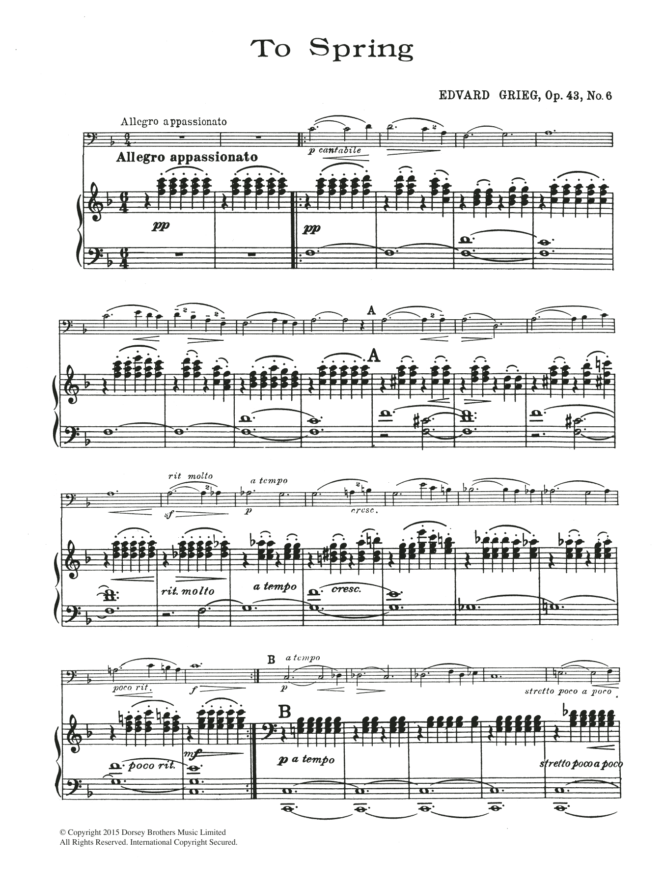 To Spring, Op.43 No.5 (Cello Solo) von Edvard Grieg