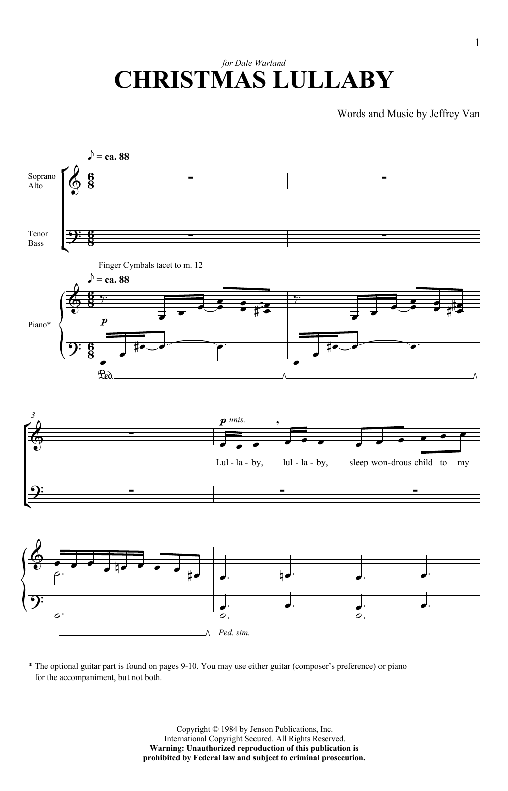 Christmas Lullaby (SATB Choir) von Jeffrey Van