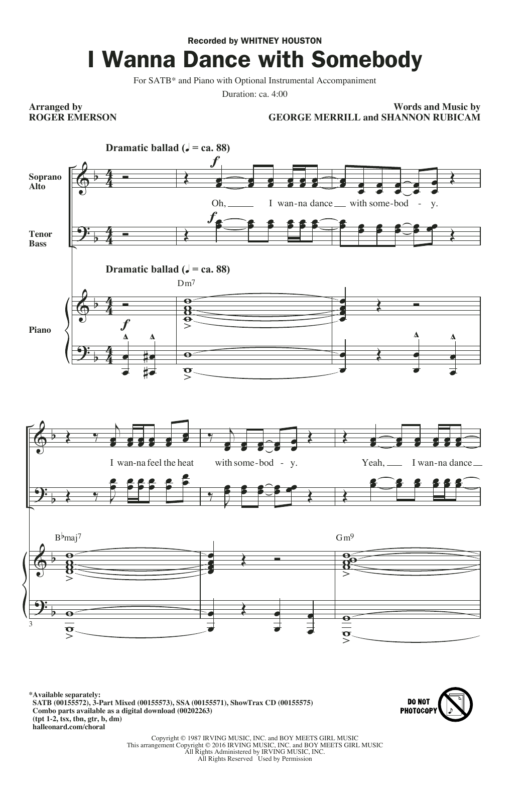 I Wanna Dance With Somebody (SATB Choir) von Roger Emerson