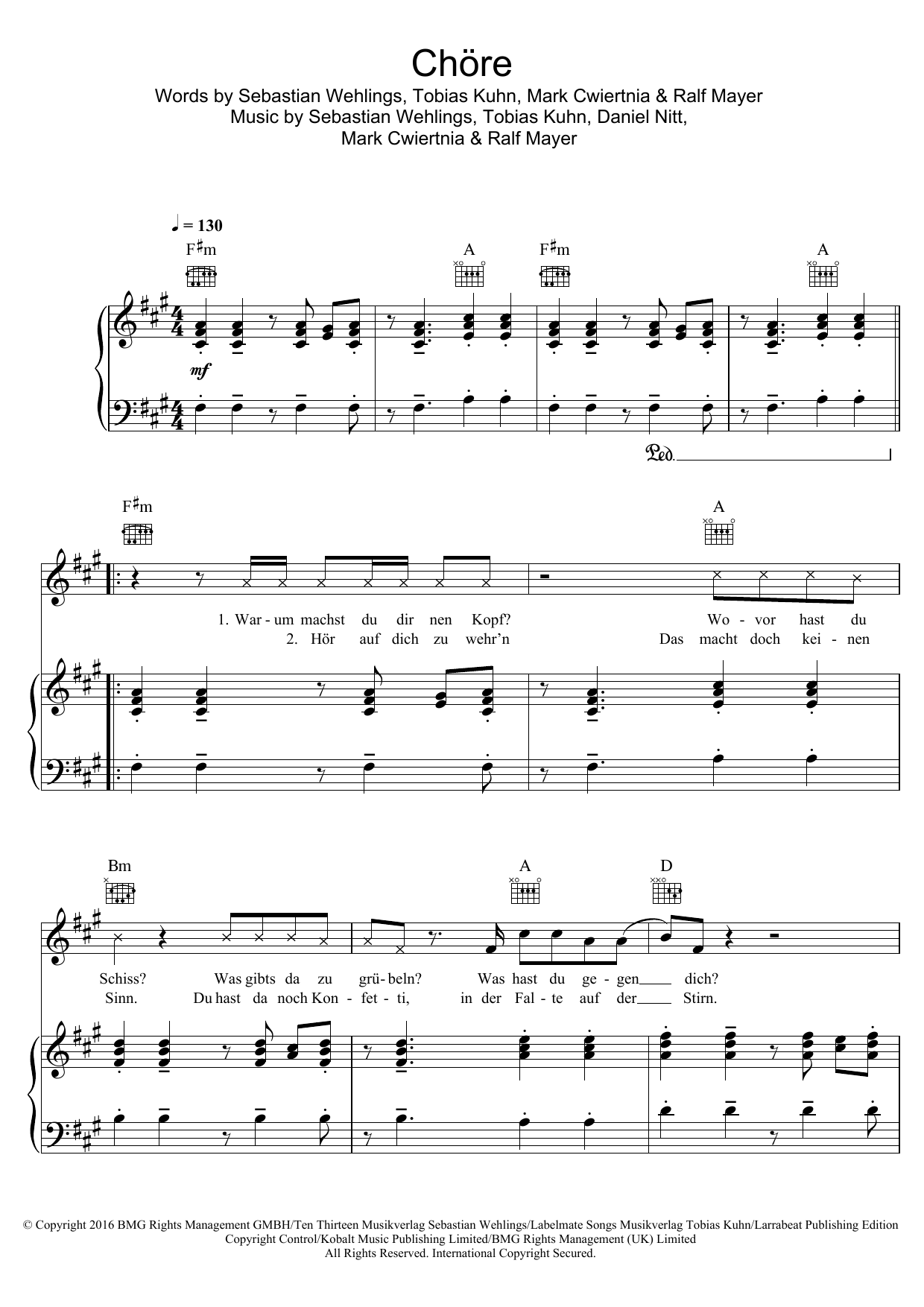 Chore (Piano & Vocal) von Mark Forster