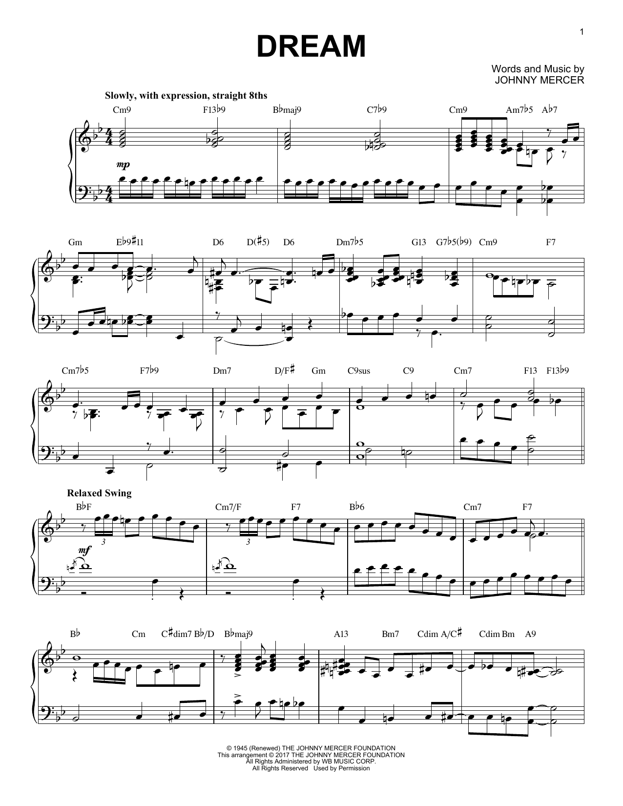 Dream [Jazz version] (Piano Solo) von Johnny Mercer