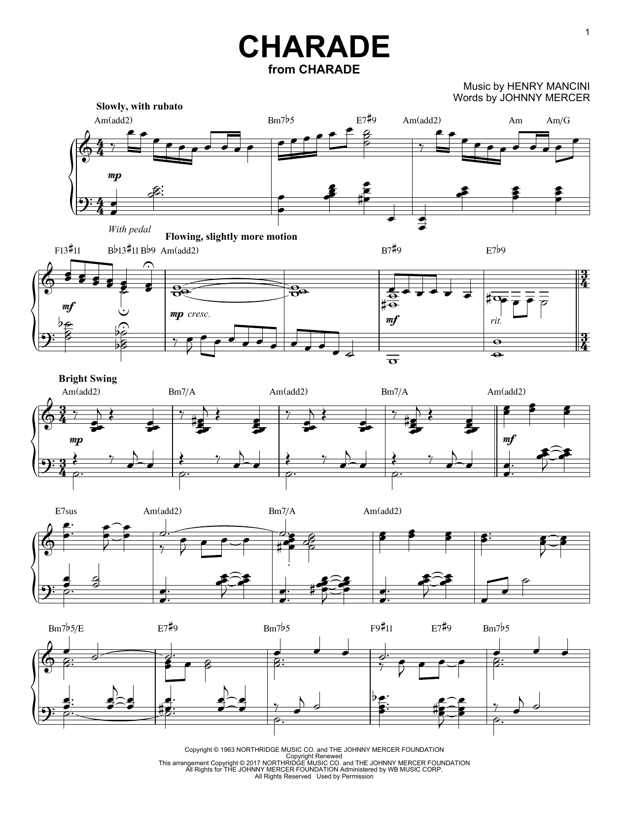 Charade [Jazz version] (Piano Solo) von Henry Mancini