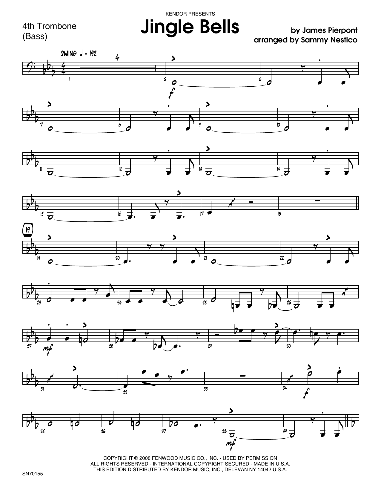 Jingle Bells - 4th Trombone (Jazz Ensemble) von Sammy Nestico