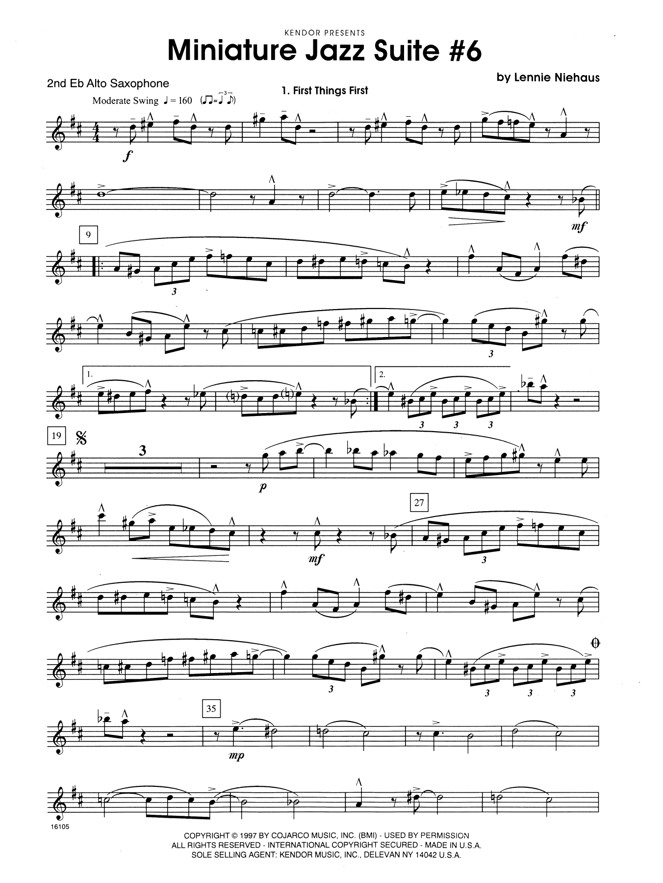 Miniature Jazz Suite #6, Four Movements - 2nd Eb Alto Saxophone (Woodwind Ensemble) von Lennie Niehaus