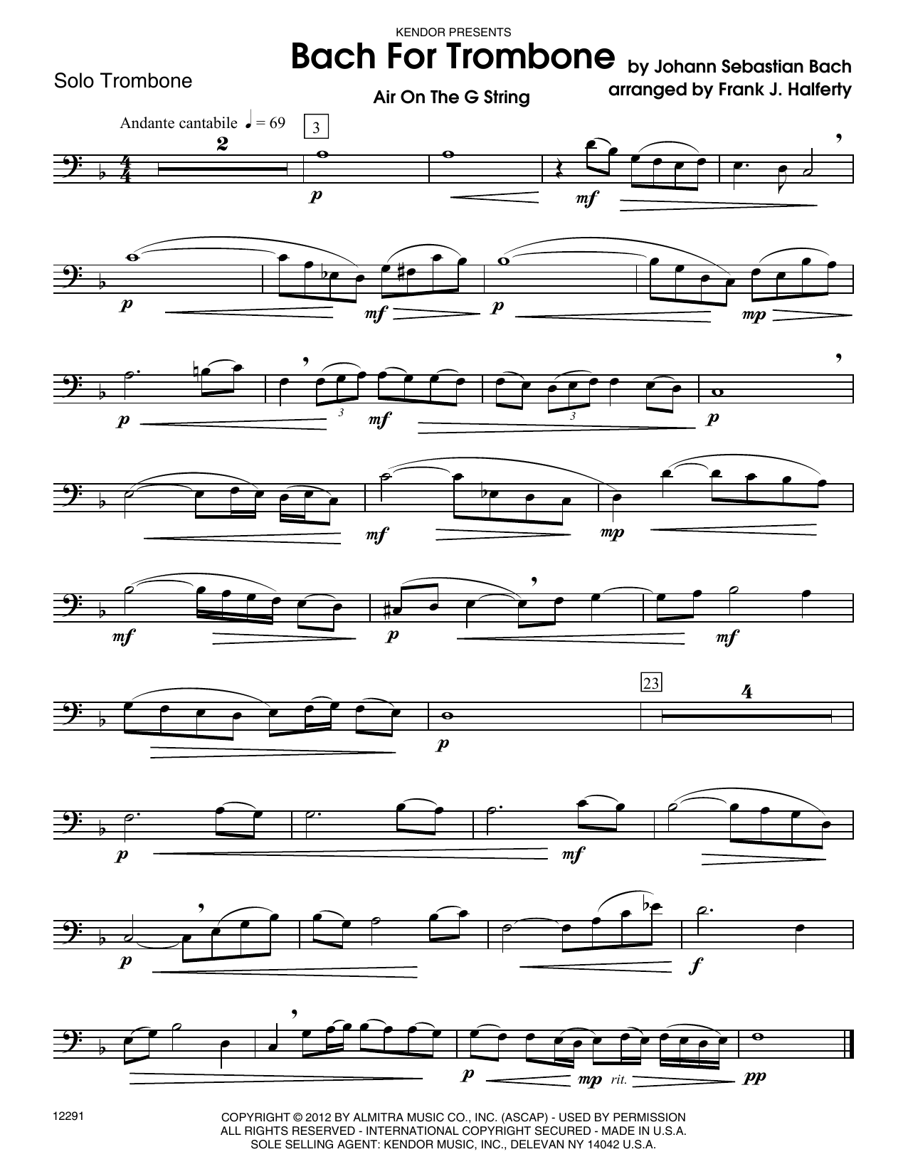 Bach For Trombone - Trombone (Brass Solo) von Frank J. Halferty