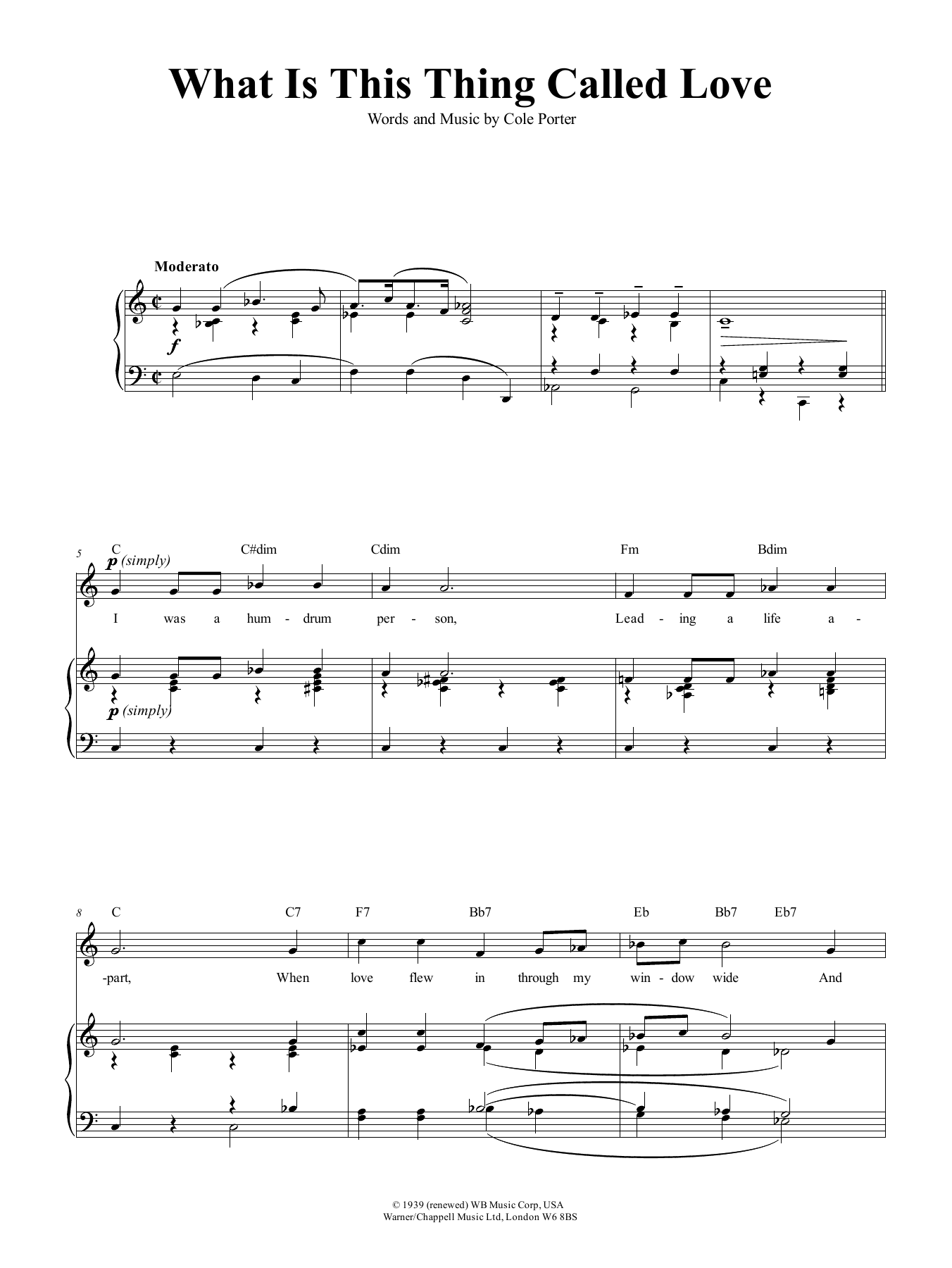 What Is This Thing Called Love? (Piano, Vocal & Guitar Chords (Right-Hand Melody)) von Cole Porter