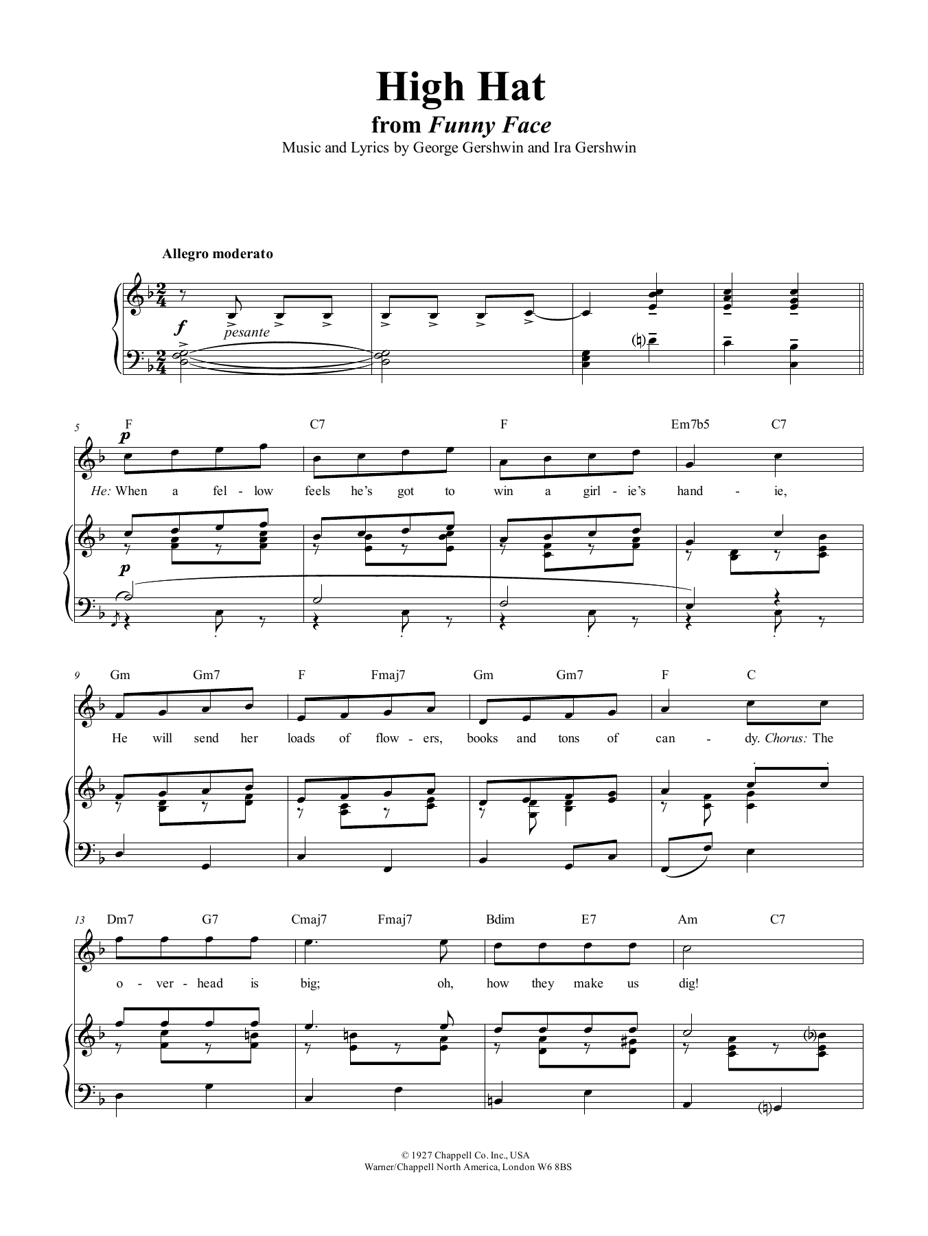 High Hat (Piano, Vocal & Guitar Chords (Right-Hand Melody)) von George Gershwin