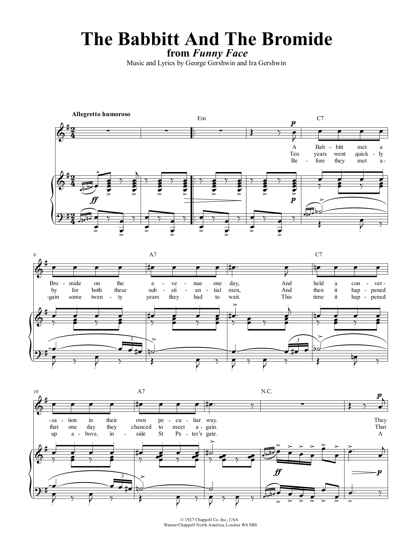 The Babbitt And The Bromide (Piano, Vocal & Guitar Chords (Right-Hand Melody)) von George Gershwin