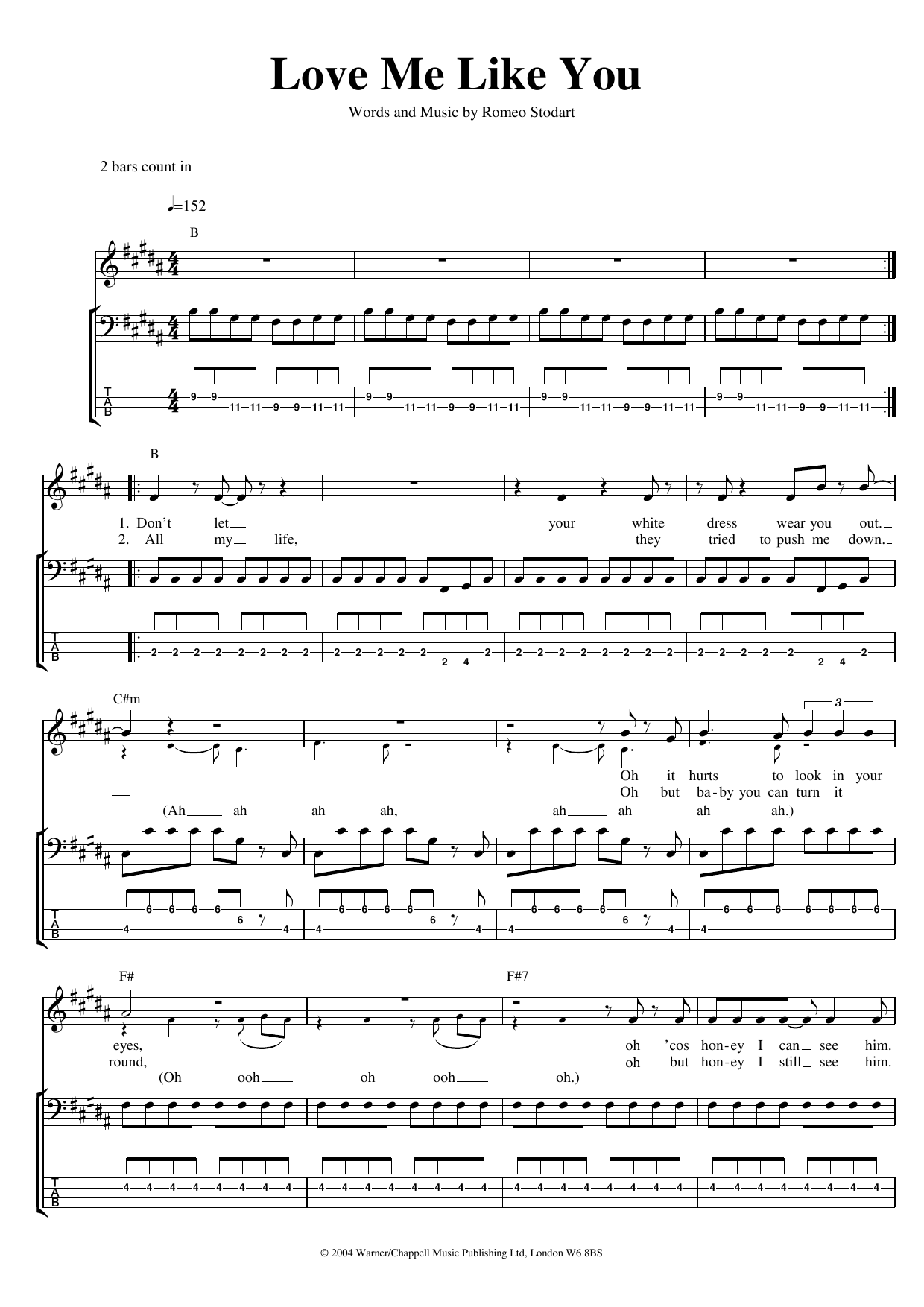 Love Me Like You (Bass Guitar Tab) von The Magic Numbers