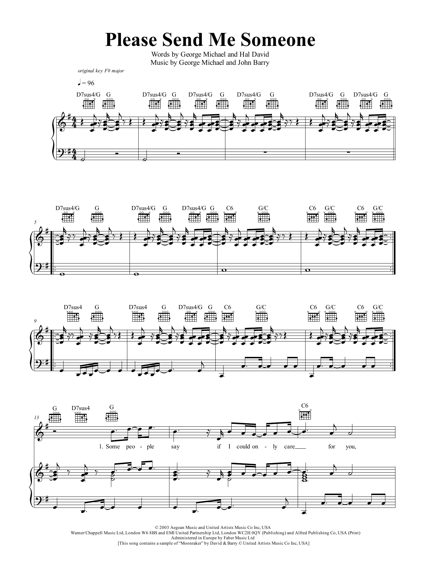 Please Send Me Someone (Piano, Vocal & Guitar Chords (Right-Hand Melody)) von George Michael