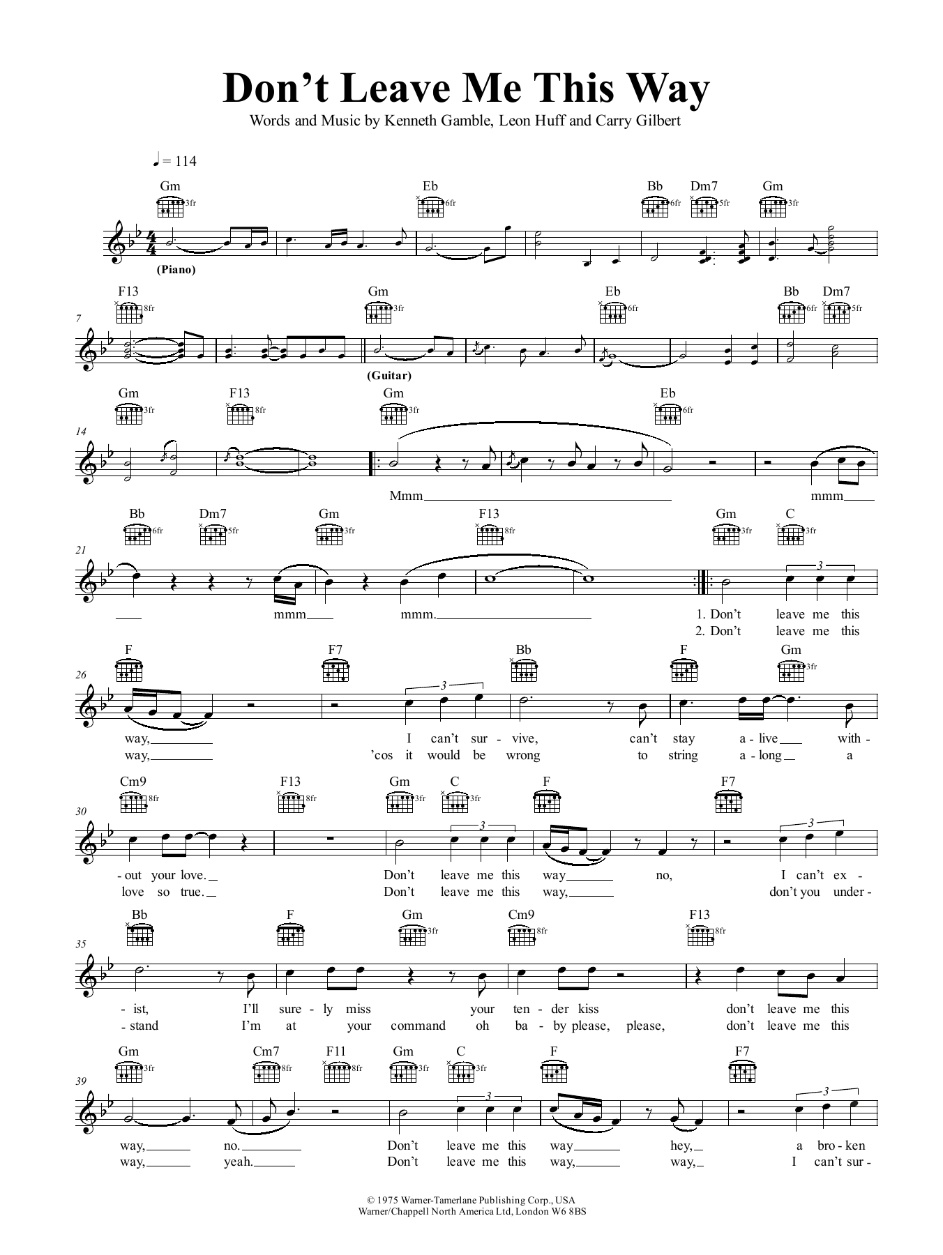 Don't Leave Me This Way (Lead Sheet / Fake Book) von Harold Melvin & The Blue Notes