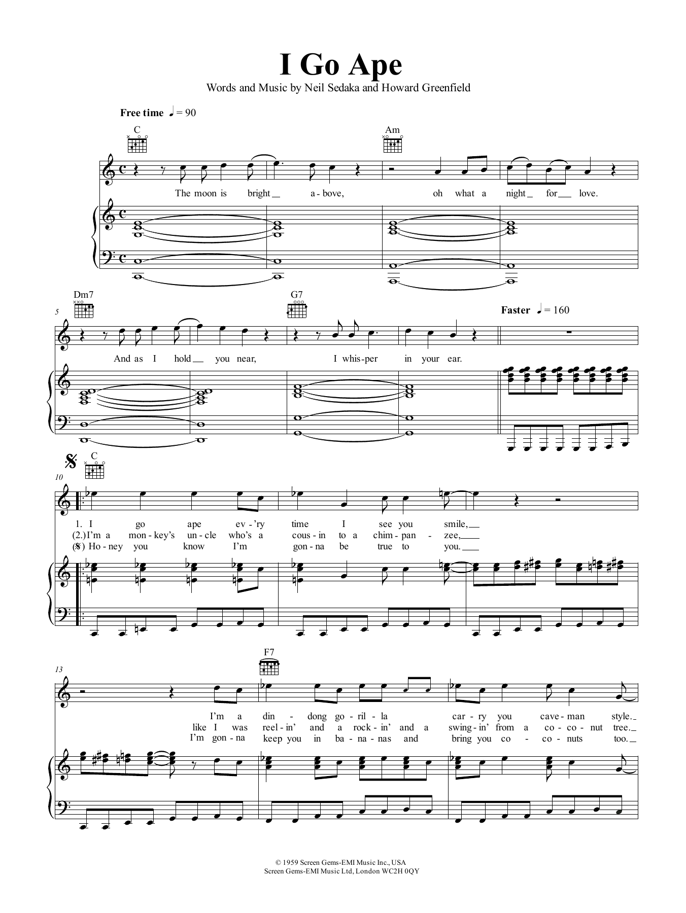 I Go Ape (Piano, Vocal & Guitar Chords (Right-Hand Melody)) von Neil Sedaka