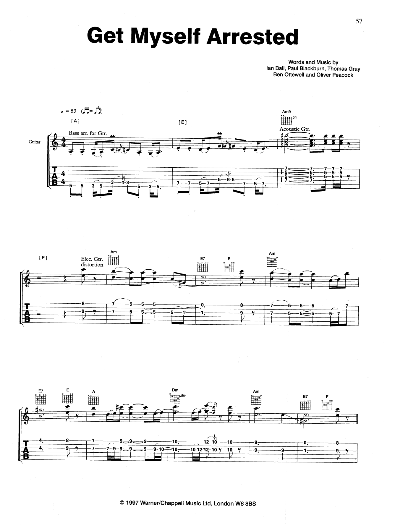 Get Myself Arrested (Guitar Tab) von Gomez