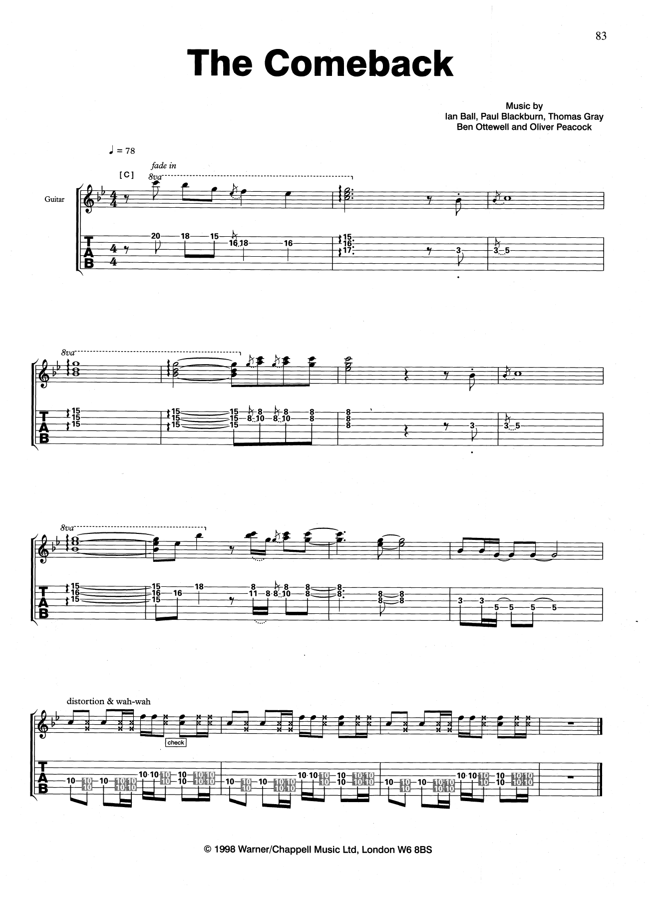 The Comeback (Guitar Tab) von Gomez