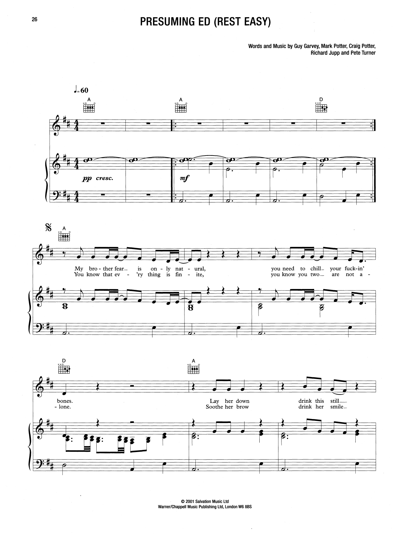 Presuming Ed (Rest East) (Guitar Tab) von Elbow