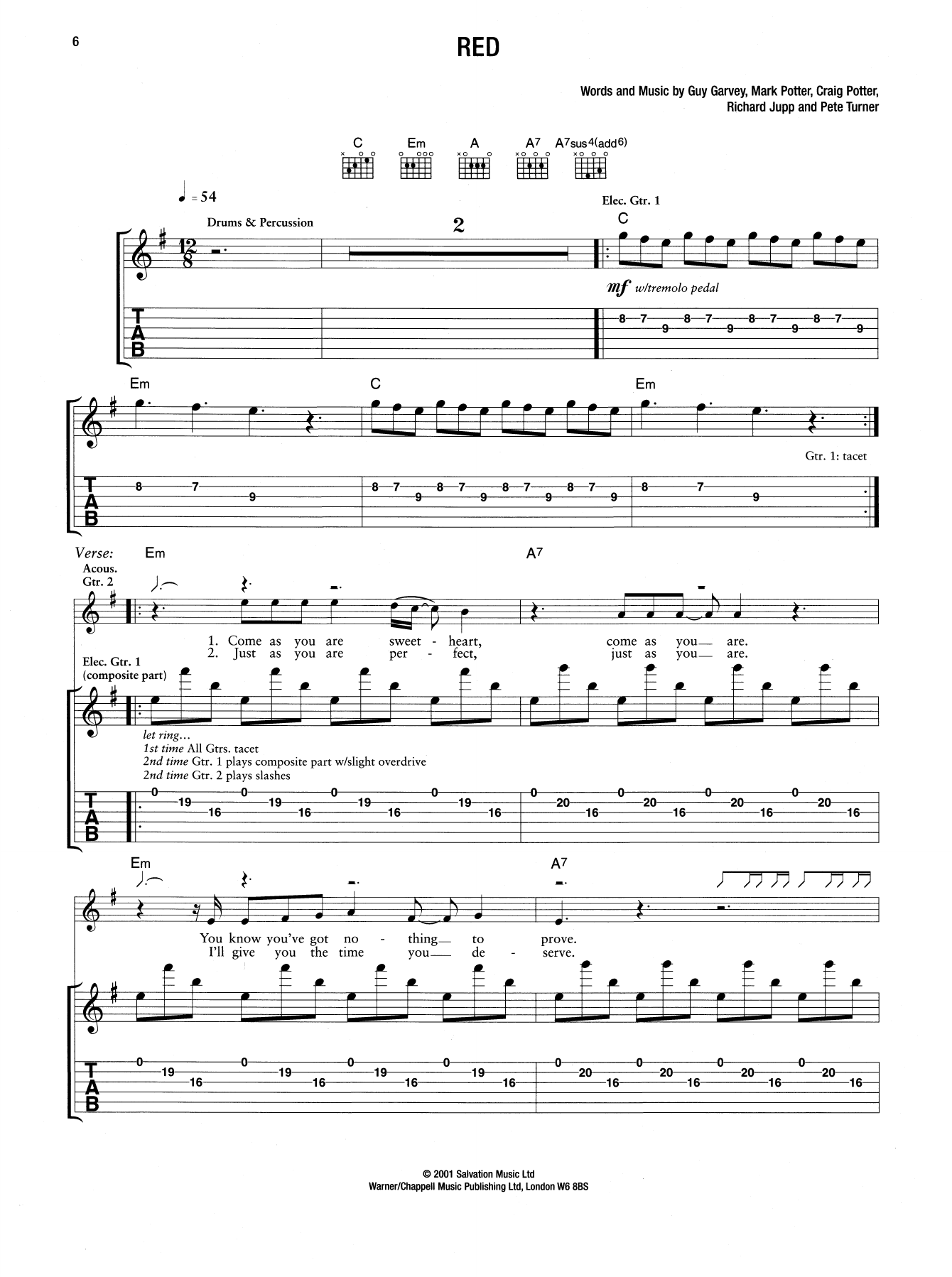 Red (Guitar Tab) von Elbow