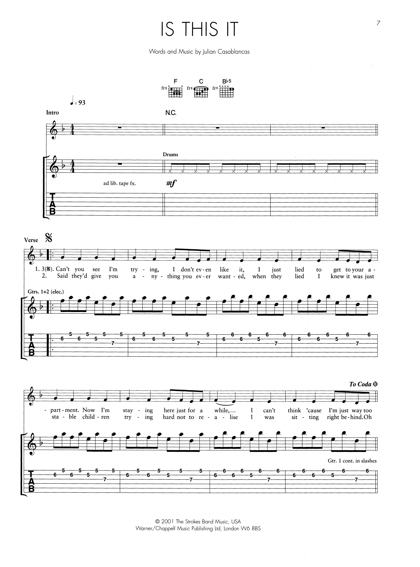 Is This It (Guitar Tab) von The Strokes