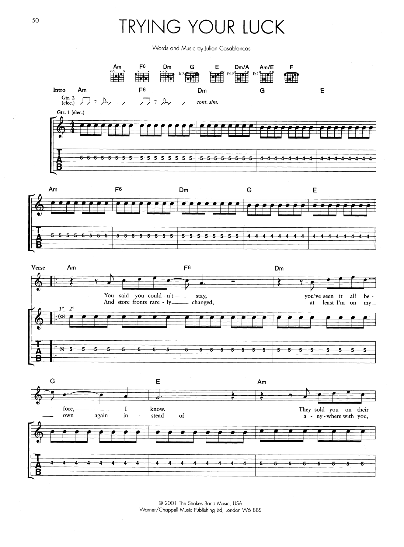 Trying Your Luck (Guitar Tab) von The Strokes