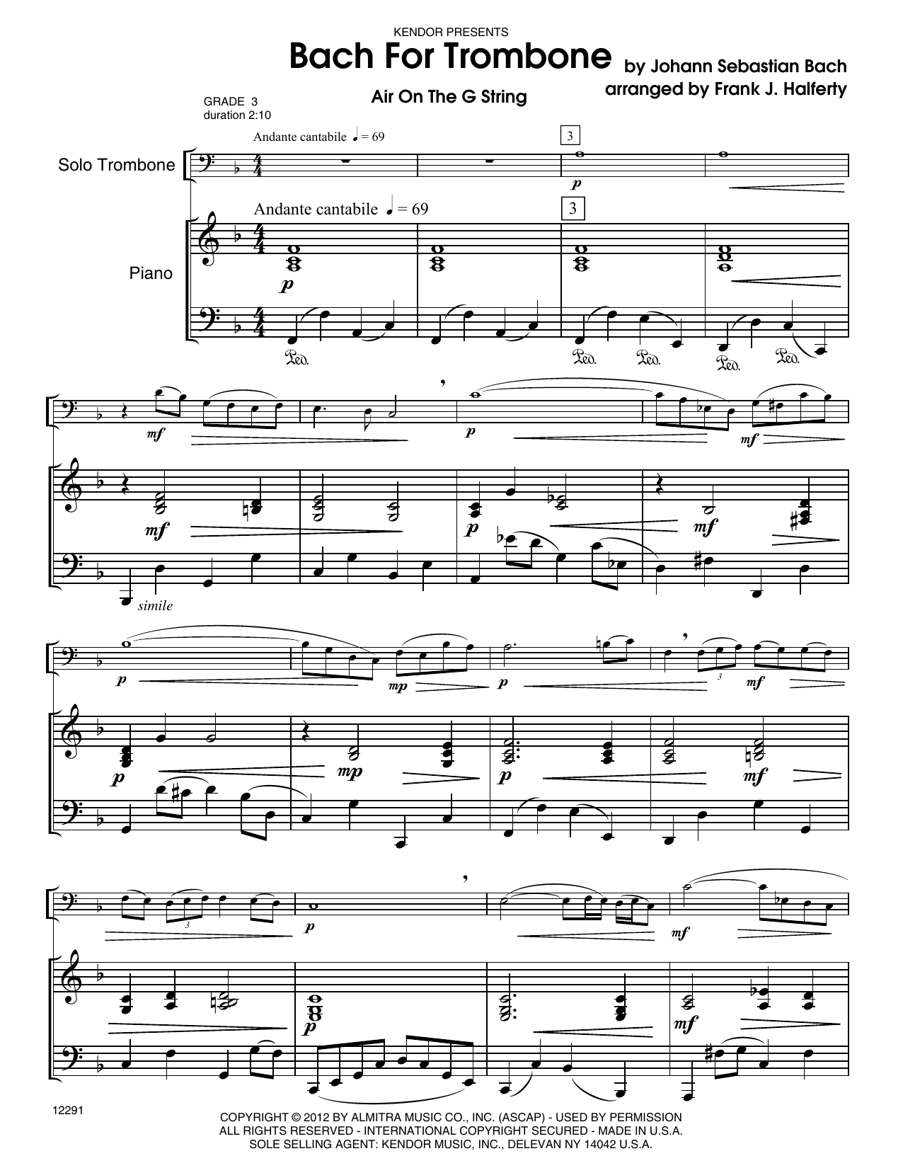 Bach For Trombone - Piano (Brass Solo) von Frank J. Halferty