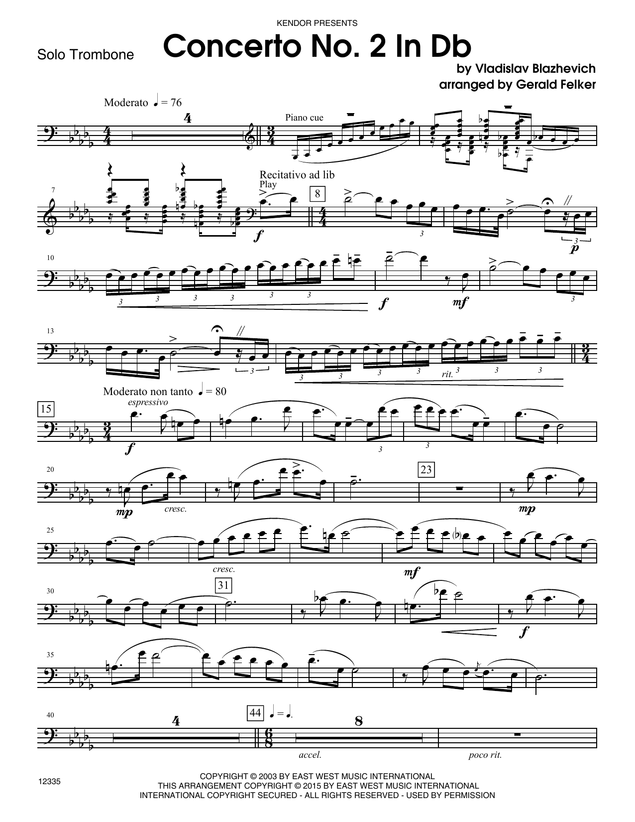 Concerto No. 2 In Db - Trombone (Brass Solo) von Gerald Felker