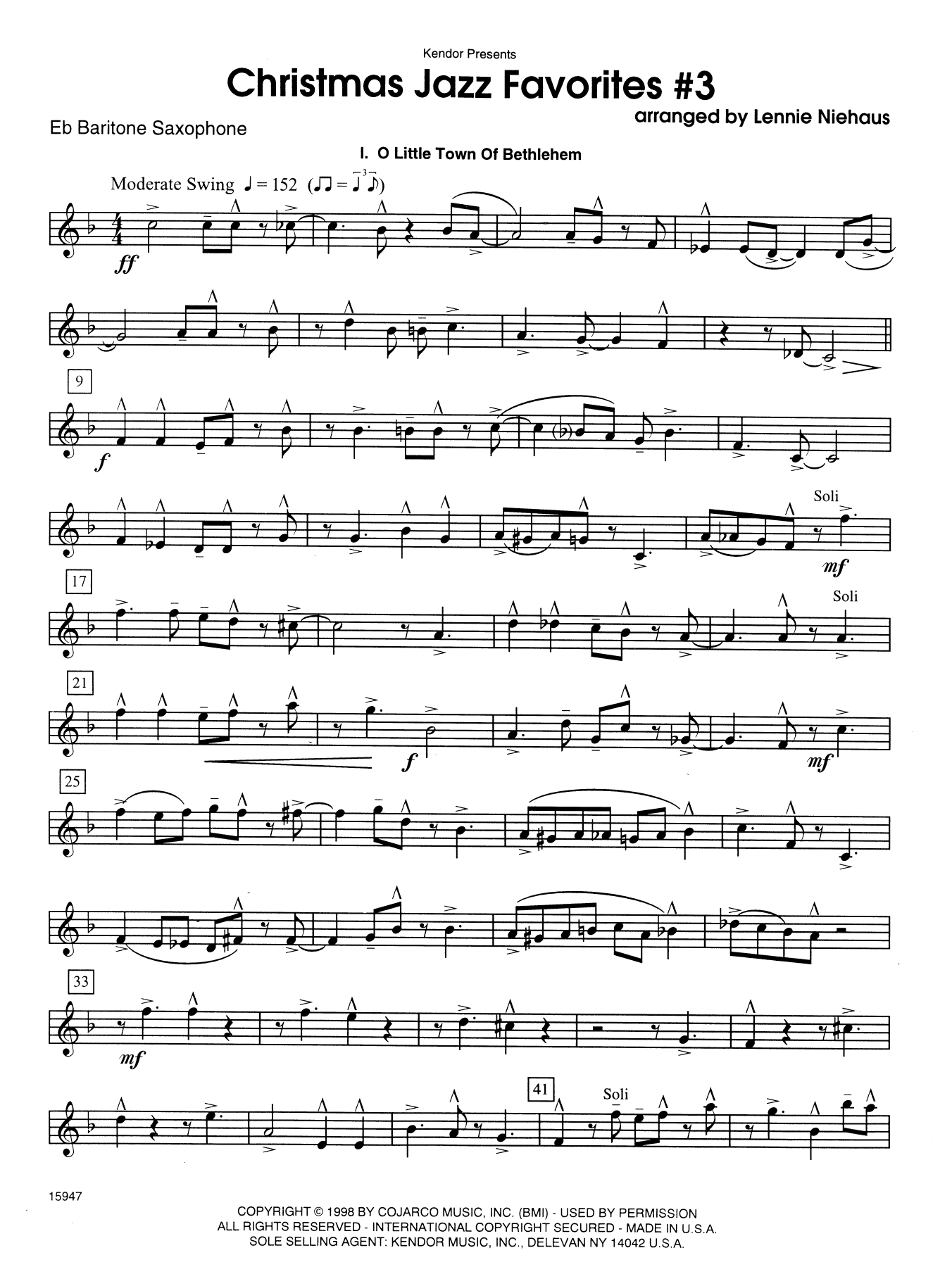 Christmas Jazz Favorites #3 - Eb Baritone Saxophone (Woodwind Ensemble) von Lennie Niehaus