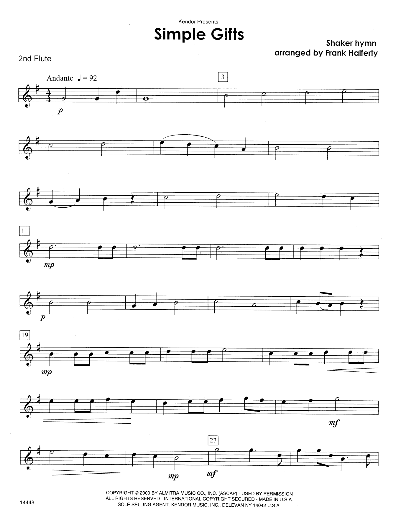 Simple Gifts - 2nd Flute (Woodwind Ensemble) von Frank J. Halferty