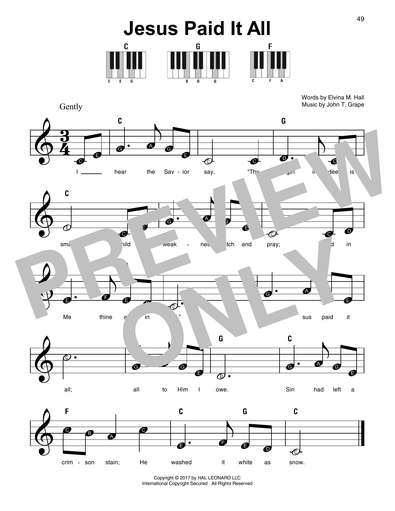 Jesus Paid It All (Super Easy Piano) von John T. Grape