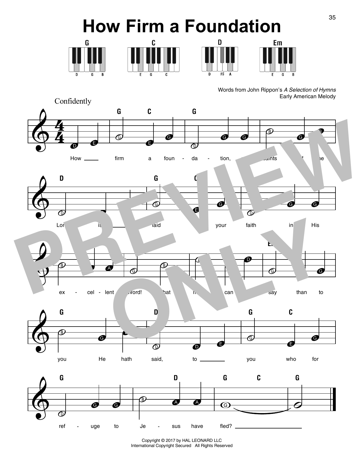 How Firm a Foundation (Super Easy Piano) von Early American Melody