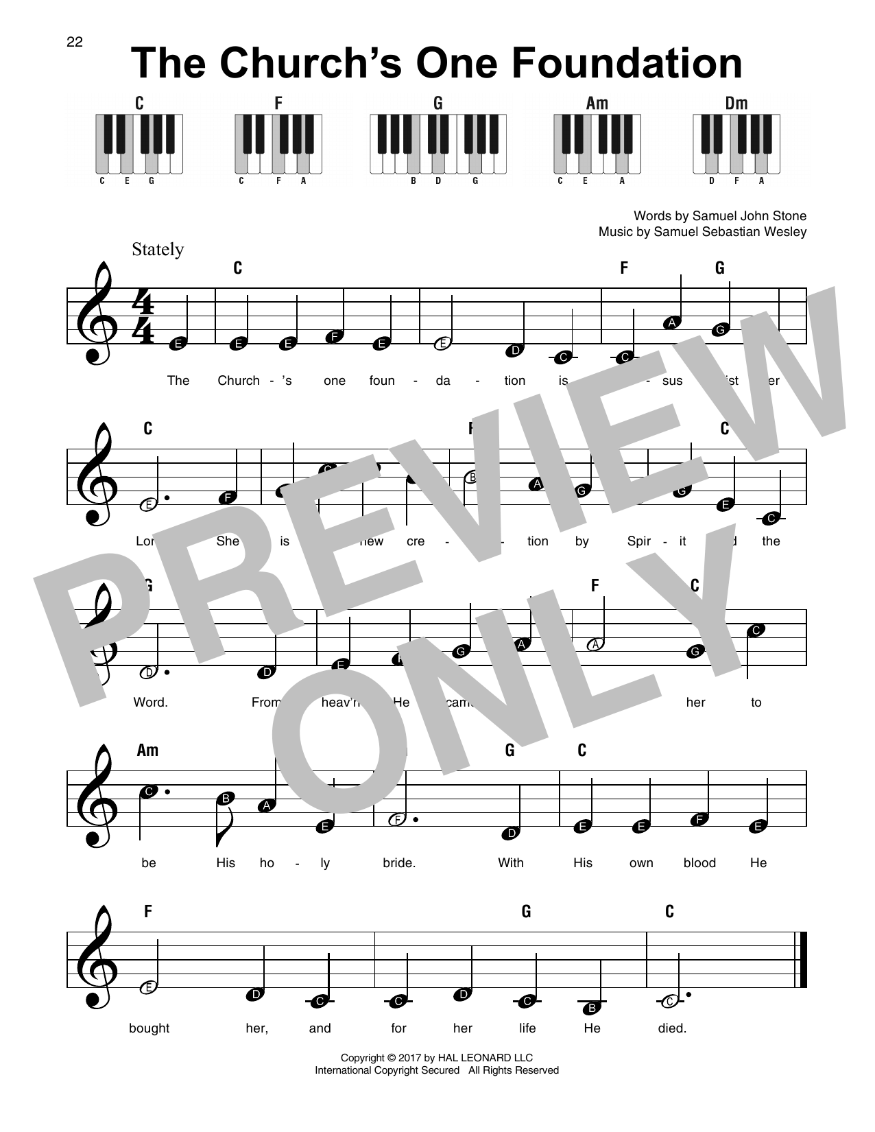 The Church's One Foundation (Super Easy Piano) von Samuel John Stone