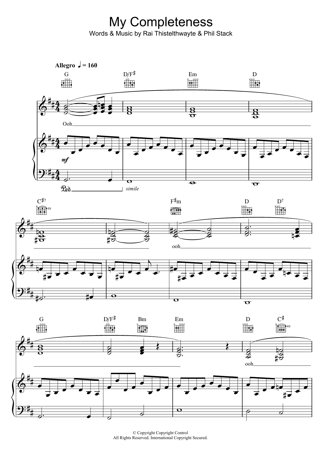 My Completeness (Piano, Vocal & Guitar Chords) von Thirsty Merc