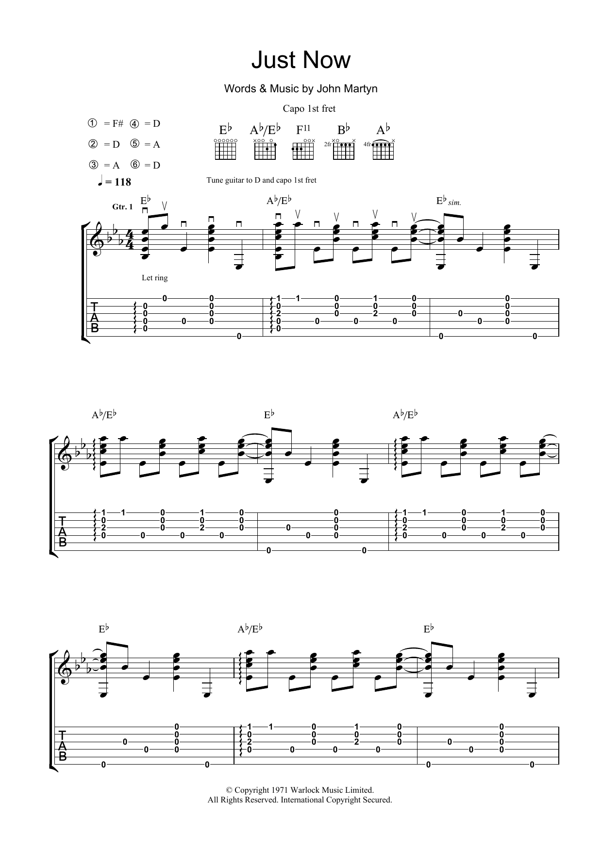 Just Now (Guitar Tab) von John Martyn