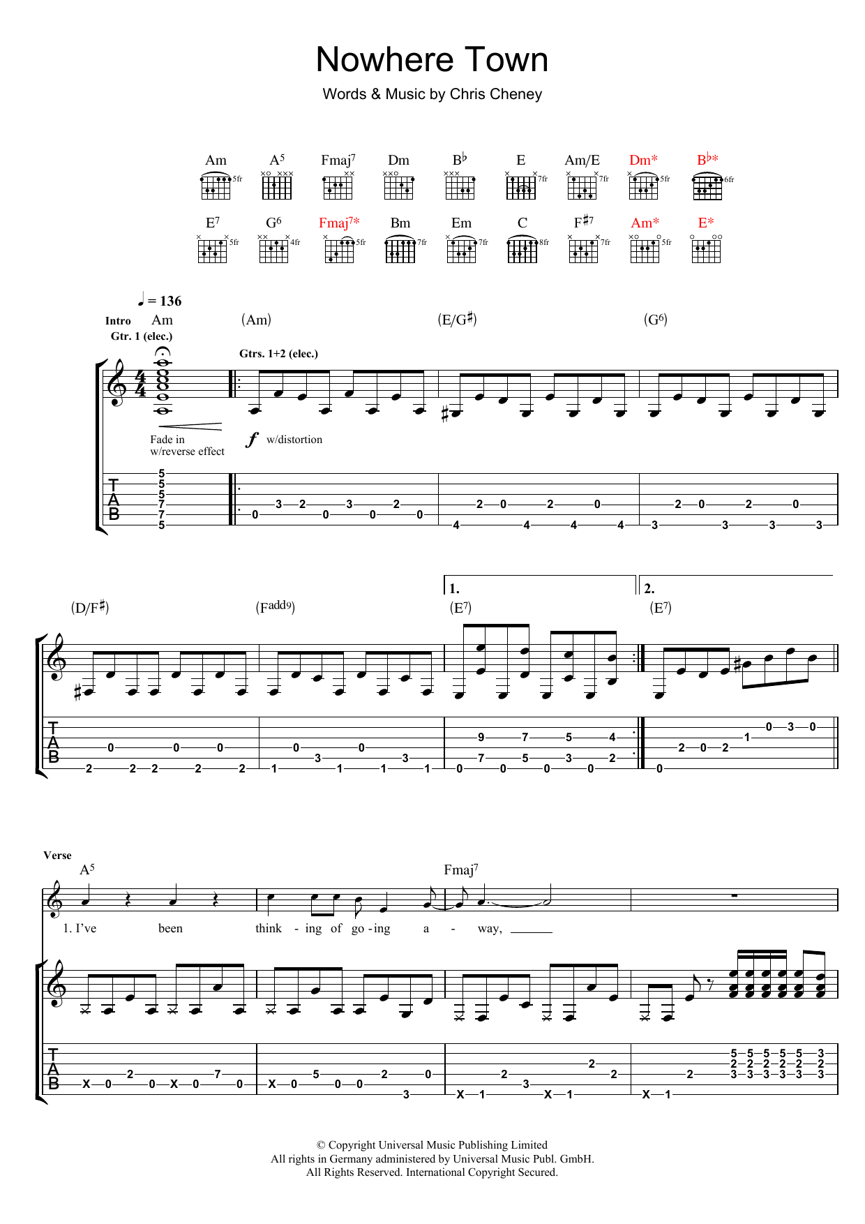 Nowhere Town (Guitar Tab) von The Living End