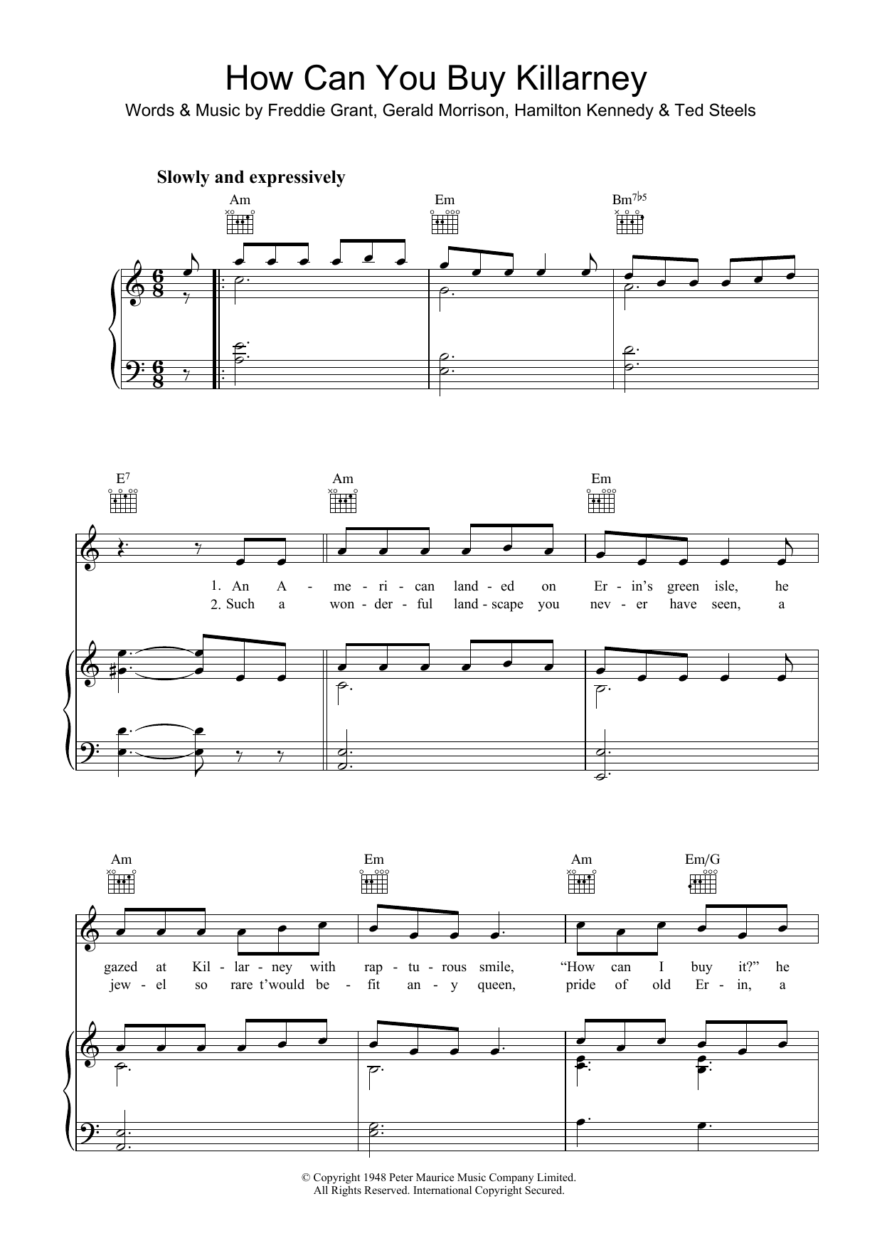 How Can You Buy Killarney (Piano, Vocal & Guitar Chords) von Traditional