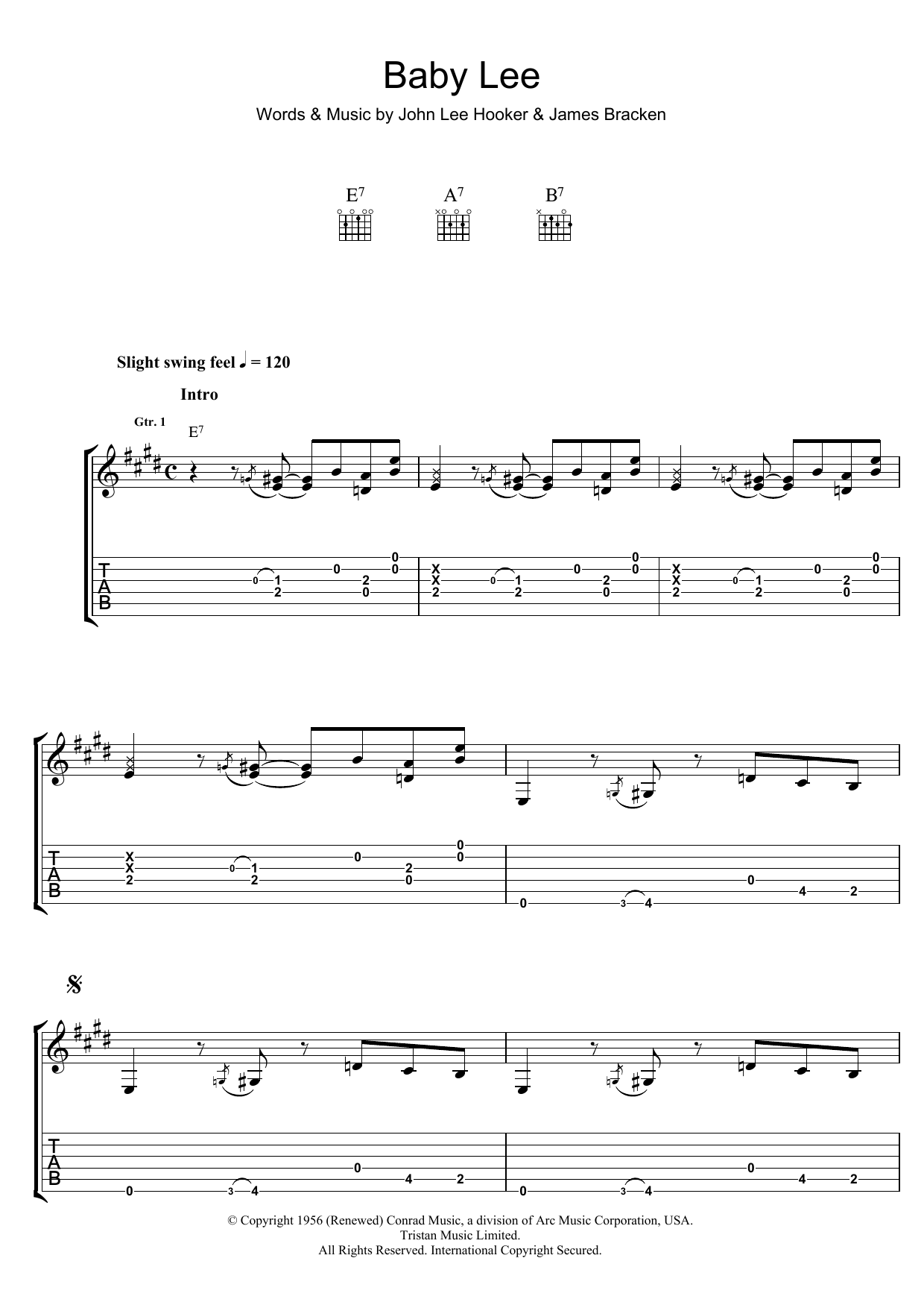 Baby Lee (Guitar Tab) von John Lee Hooker