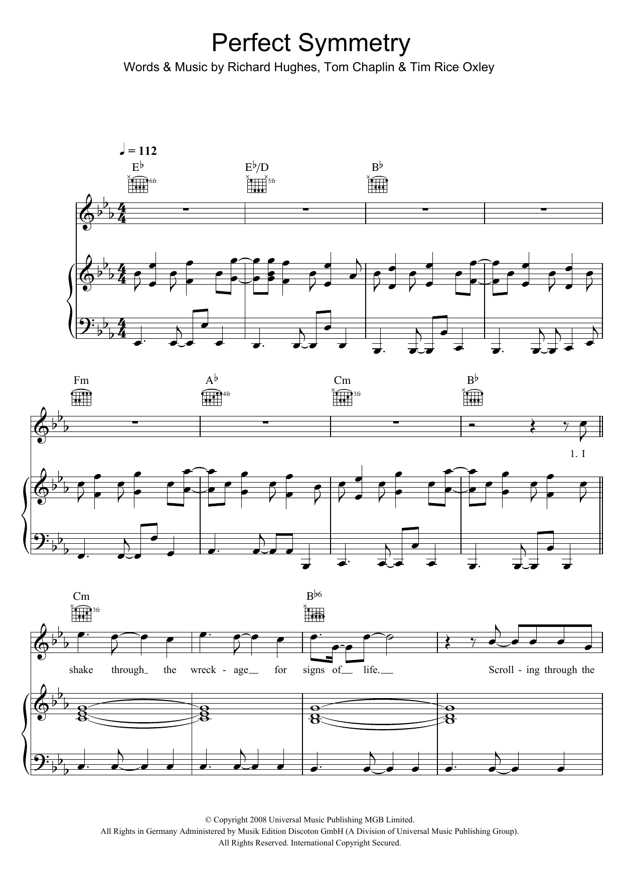 Perfect Symmetry (Piano, Vocal & Guitar Chords) von Keane