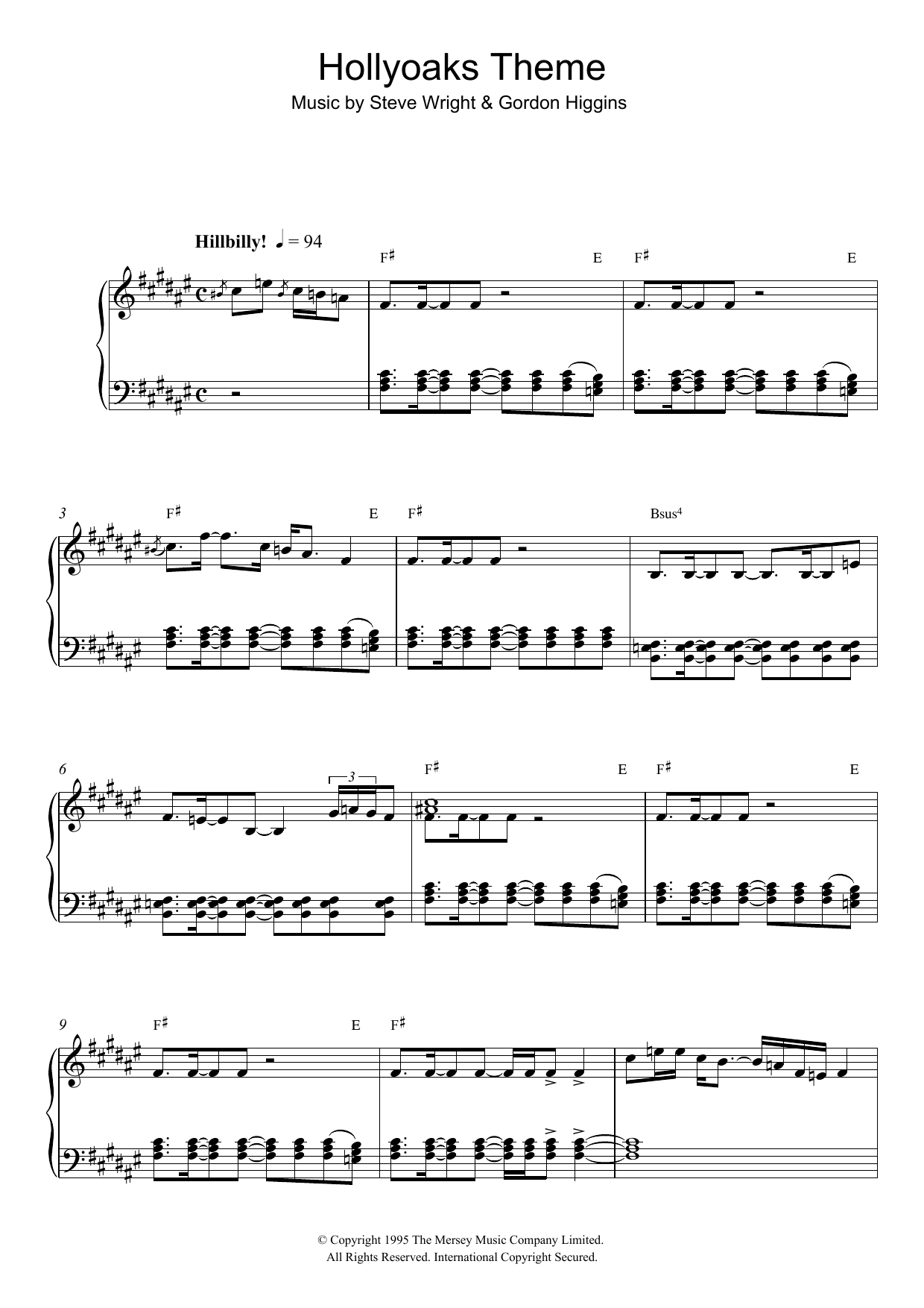 Hollyoaks Theme (Piano Solo) von Steve Wright