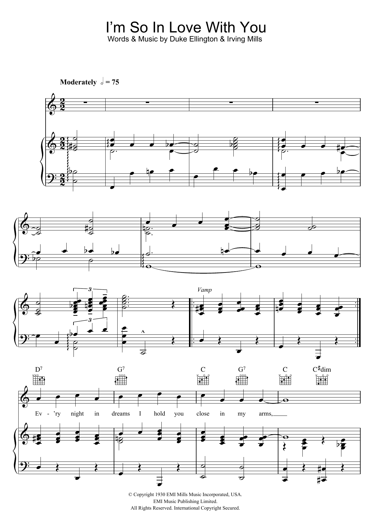 I'm So In Love With You (Piano, Vocal & Guitar Chords) von Duke Ellington