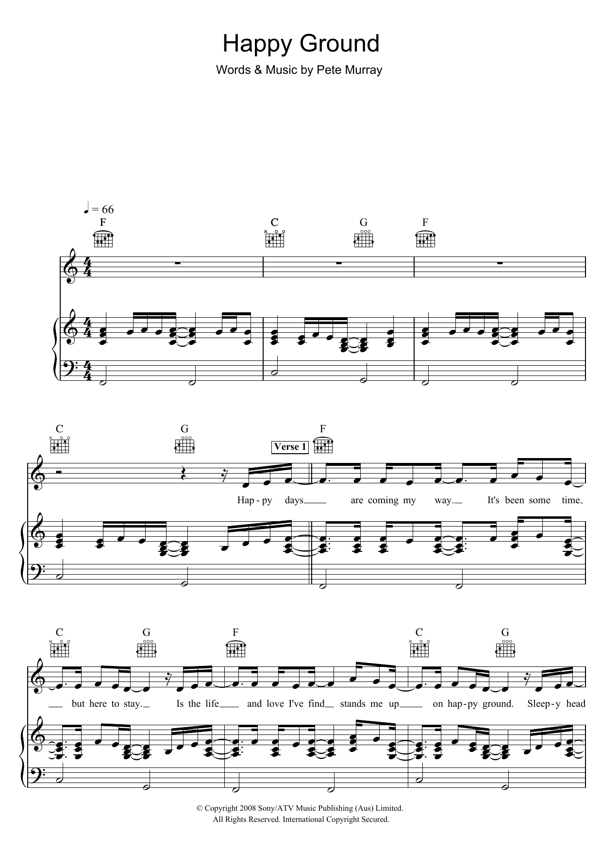 Happy Ground (Piano, Vocal & Guitar Chords) von Pete Murray