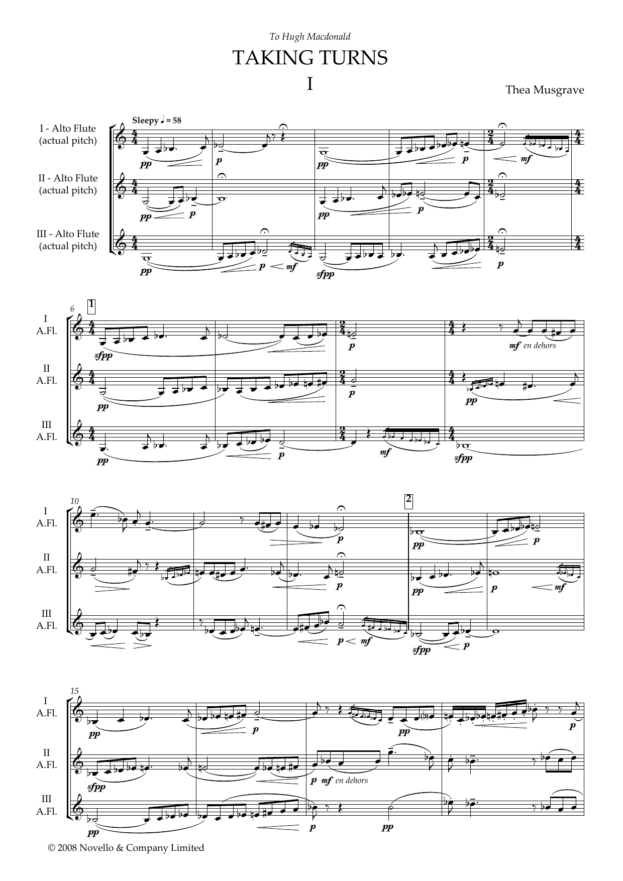 Taking Turns for Flute Trio (full score) (Woodwind Ensemble) von Thea Musgrave