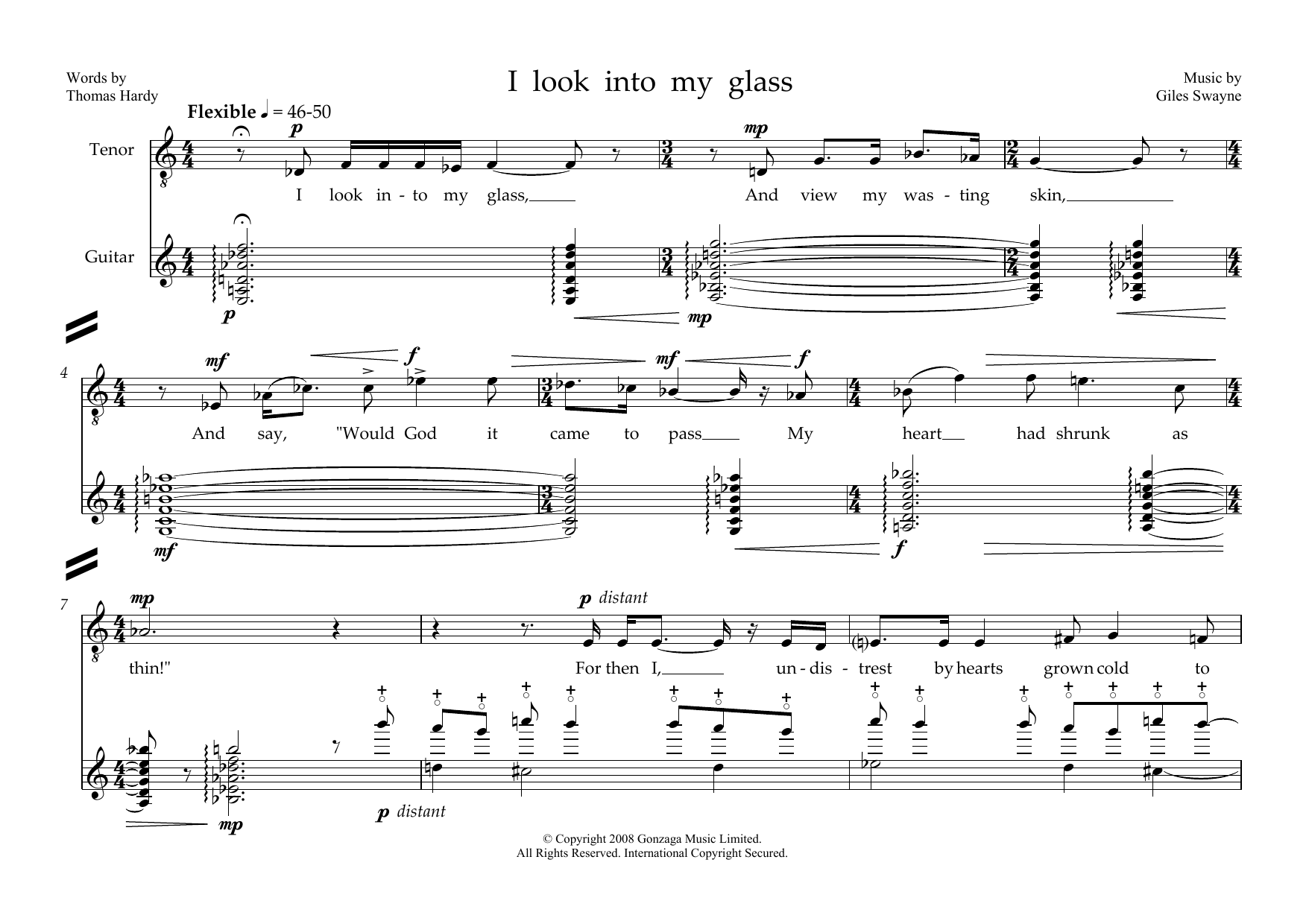 I look into my glass (for tenor and guitar) (Piano & Vocal) von Giles Swayne